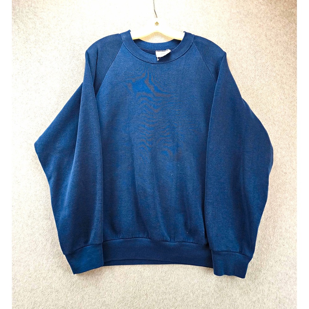 Vintage Fruit of the Loom Men's XL Blue Fleece Crewneck Pullover Sweatshirt